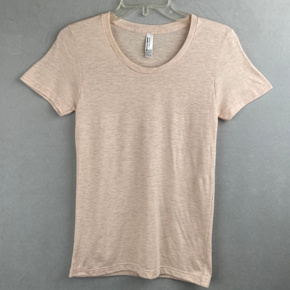 American Apparel Tri-Blend Scoop Neck S/S Soft Tee Shirt Heather Peach Basics M